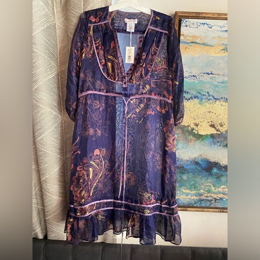 LaRok Dress Women Size Small Multicolored Tunic 3/4 Sleeves NWT